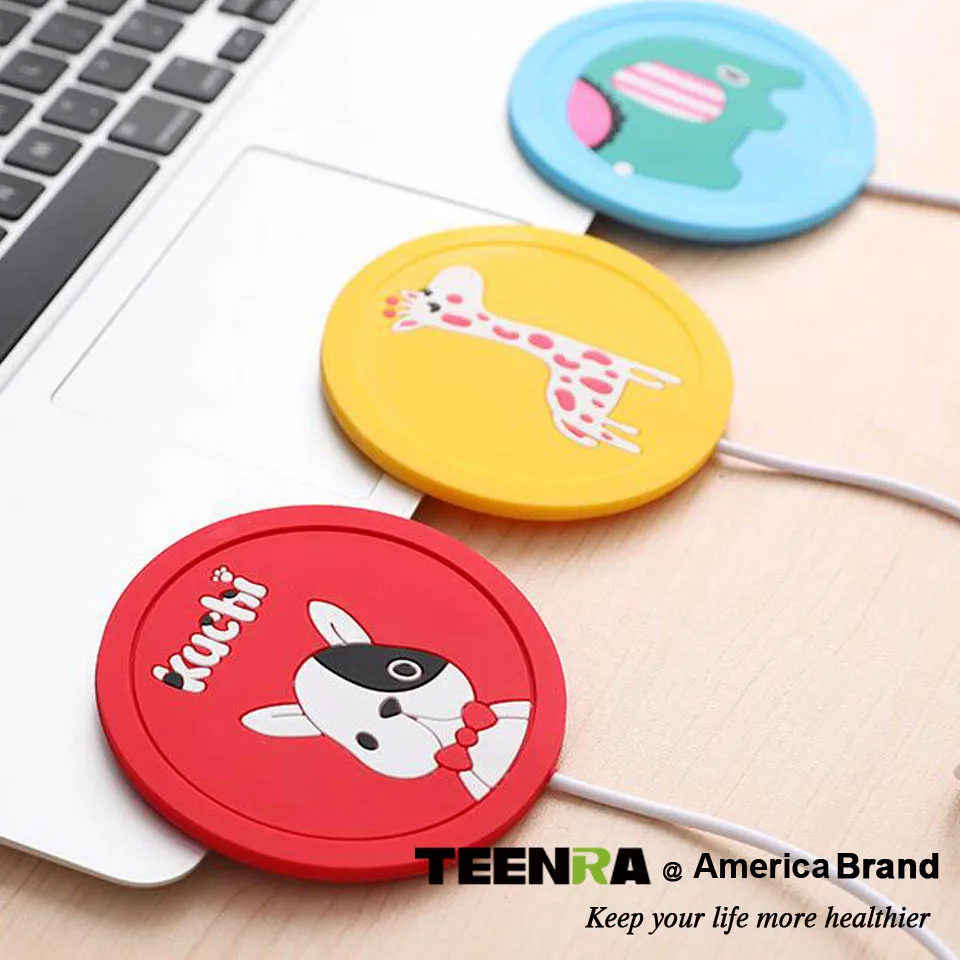TEENRA анти-нагрев USB силиконовый нагреватель мультфильм силиконовая электрическая изоляция Coaster Кофе Чай грелка офисные гаджеты