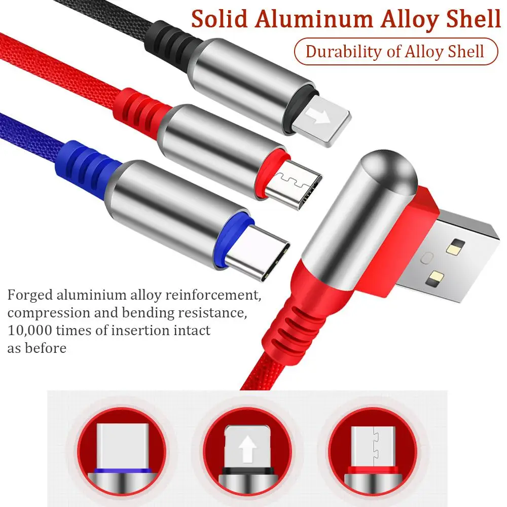 3 в 1 USB кабель 2A для мобильного телефона Micro usb зарядный шнур type C USB зарядный кабель для iPhone Micro USB зарядный шнур 1,2 м