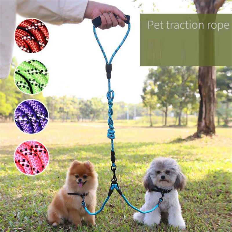 Walk 2 two dogs one leash Nylon No Tangle Pet Leash for dog & cat