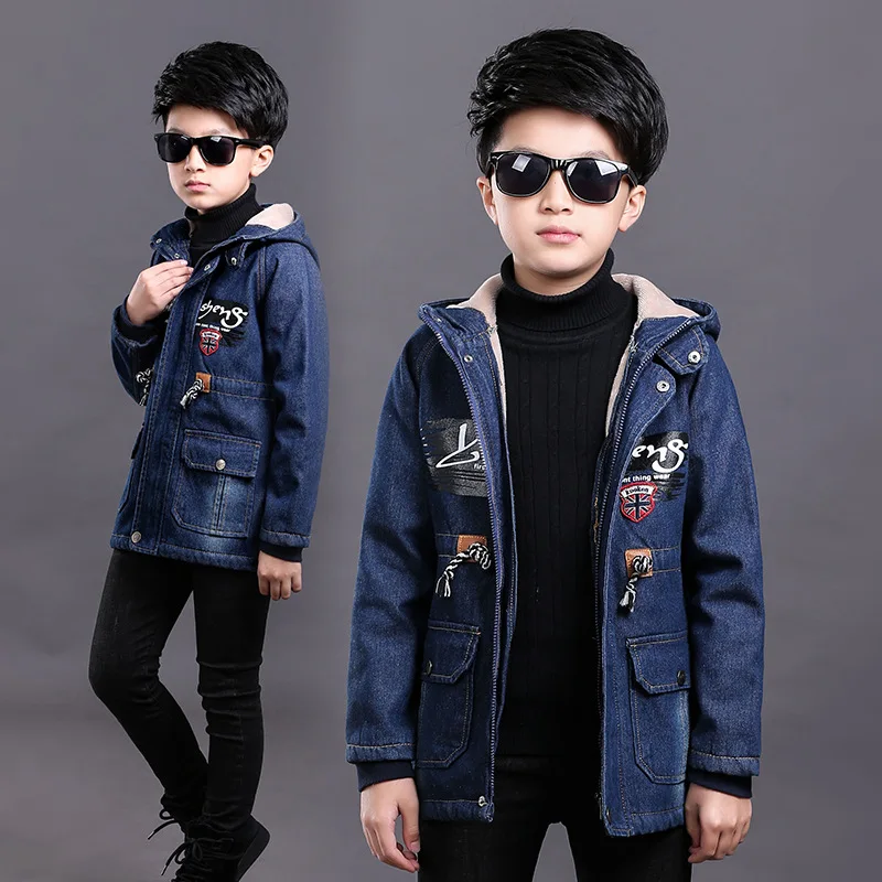 New Children Boys Casual Denim Jacket for Baby Girls Tops Clothes Coats Kids Hooded Fleece