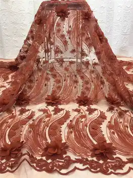 

Factory Offer 2019 Latest Fabric With Sequins High Quality African Lace Fabric 5yards African For Wedding LO485