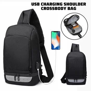 

OZUKO Multifunction Crossbody Bags for Men USB Charging Pack Water Repellent Male Messenger Bag Casual Shoulder Sling Bag
