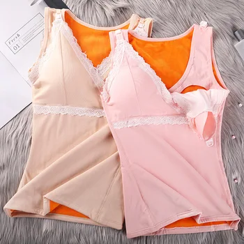 

Winter large postpartum pregnant mother nursing vest cotton thermal underwear women Plush thickened nursing baby clothes 2020