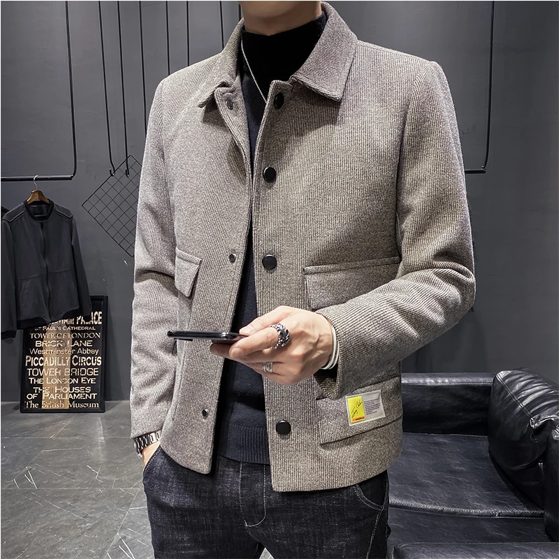 Autumn and Winter Wool Blends Coats Solid Short Men Casual Jackets Mens Overcoat Korean Woolen Windbreaker Brand Clothing Autumn and Winter Wool Blends Coats Solid Short Men Casual Jackets Mens Overcoat Korean Woolen Windbreaker Brand Clothing