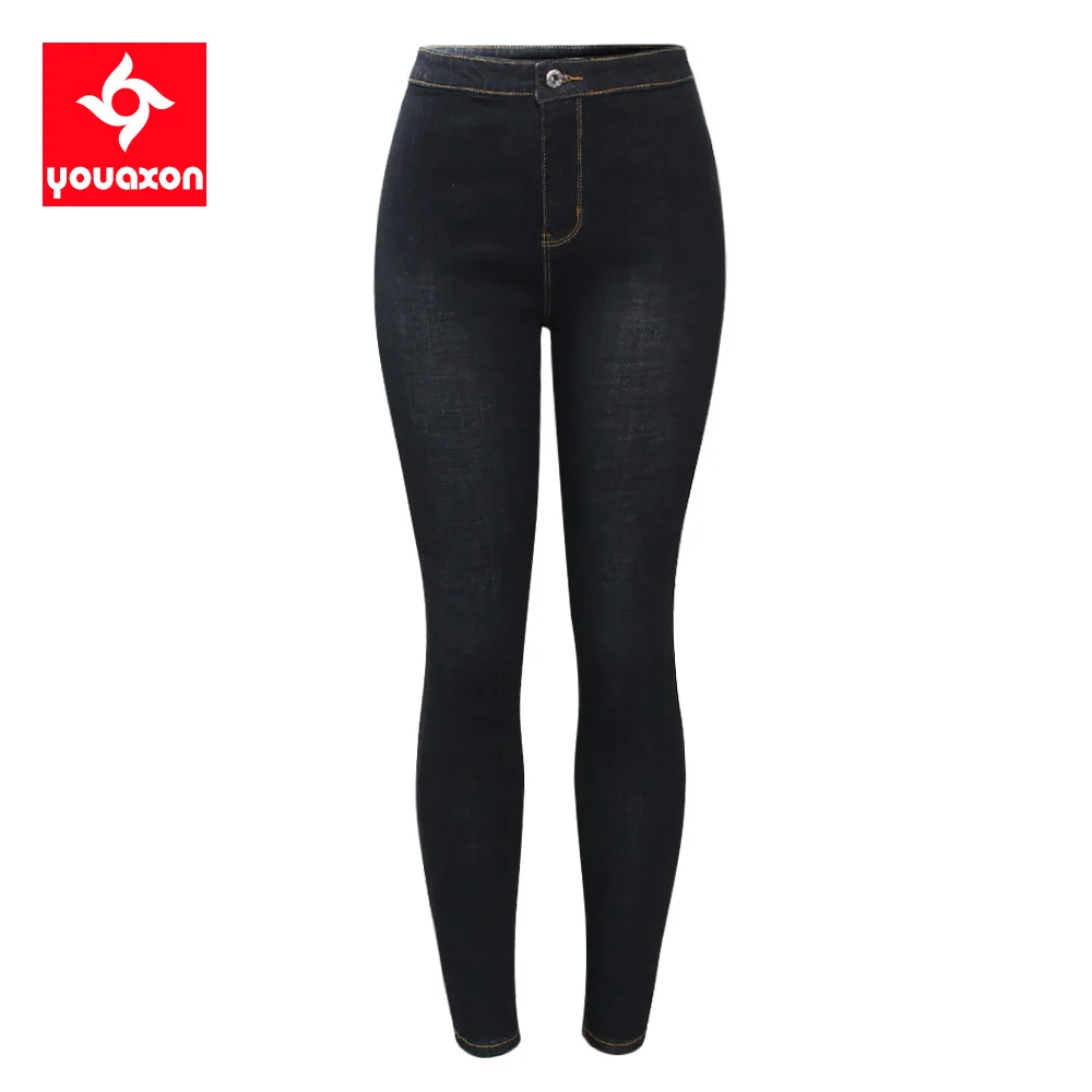 2201 Youaxon европейский размер брендовые Новые OL с высокой талией черные джинсы женские размера плюс тянущиеся джинсовые обтягивающие брюки джинсы для женщин - Цвет: Black