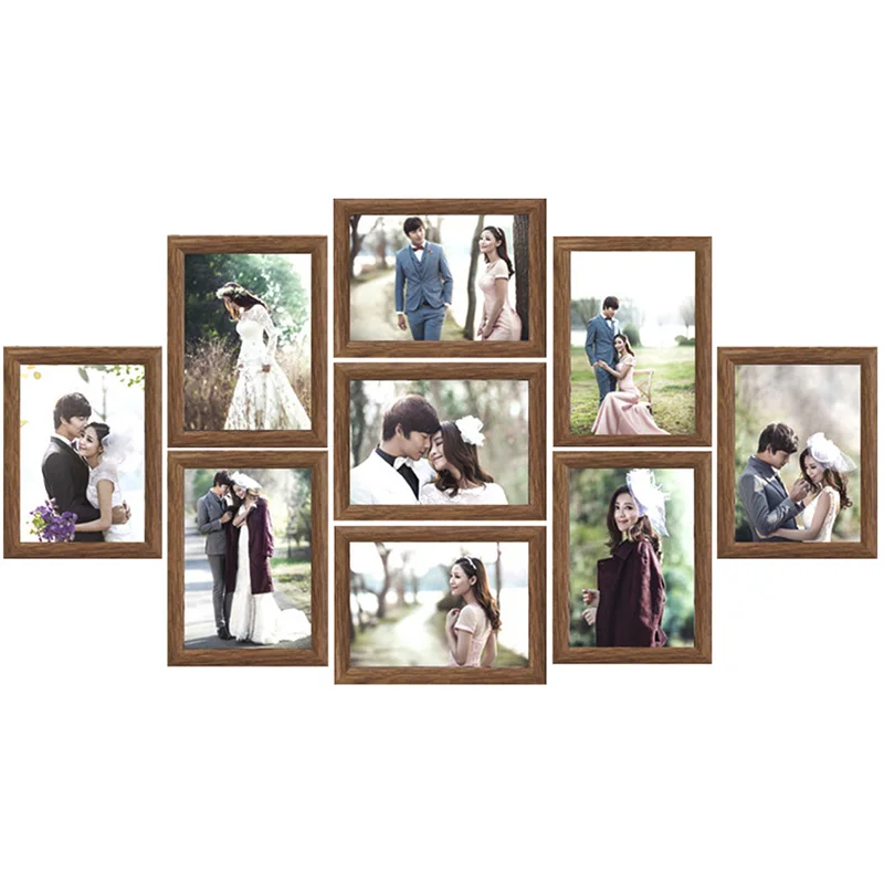 9 шт./лот набор фоторамок рамка для фотографий семейный КОЛЛАЖ ФОТОРАМКИ настенный держатель для фотографий дисплей домашний декор для стен - Цвет: Brown