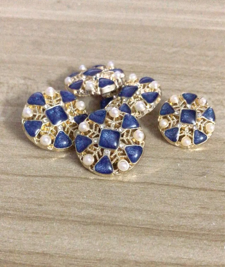 

BLUE snowflake PEARL buttons metal button 10 pieces a lot