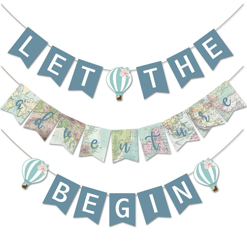 

Traveling Bridal Shower Banner Adventure Themed World Map Banner