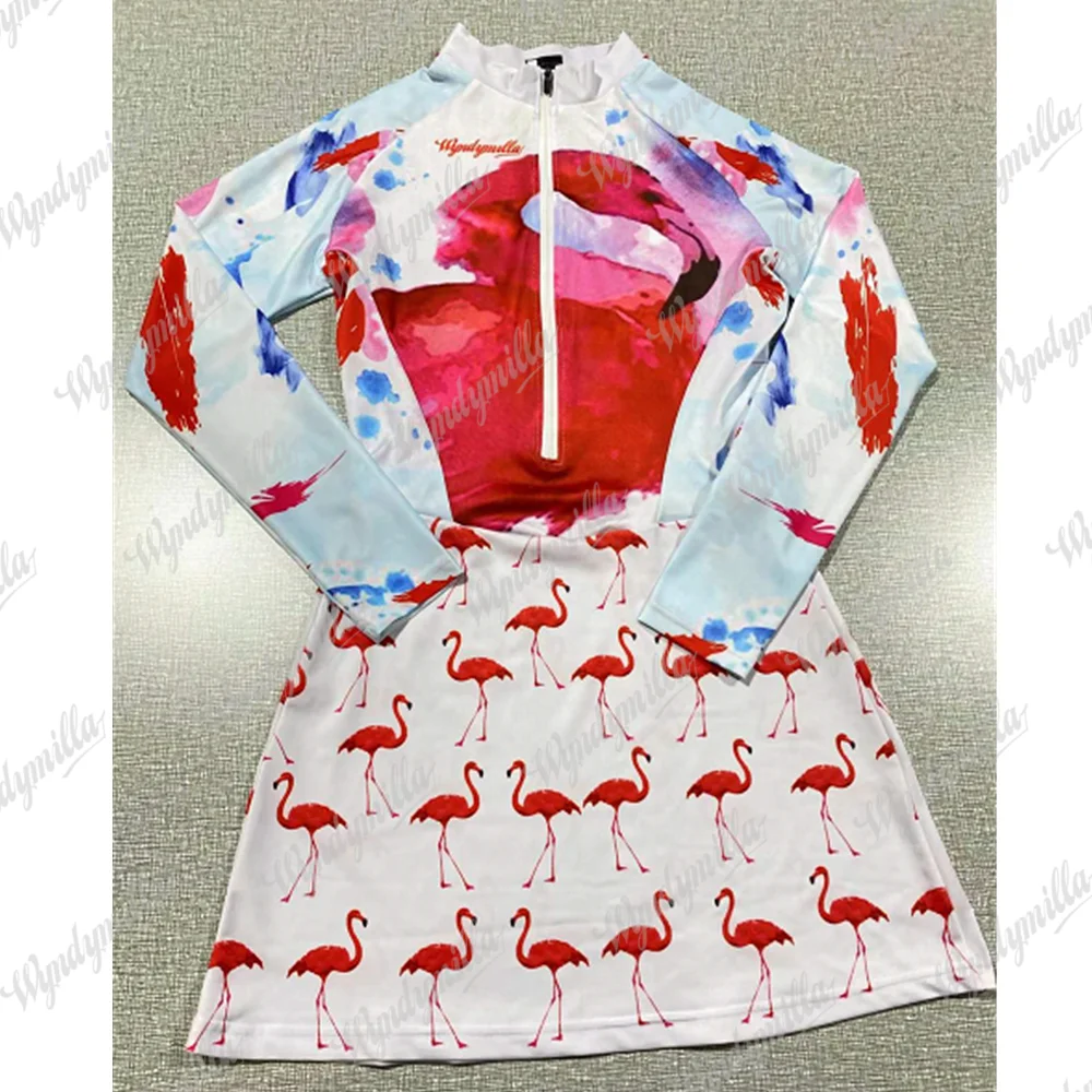 Macaquinho Feminino Saia Bike Flor Triathlon Cycling Skinsuit