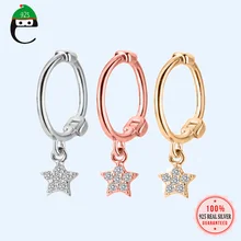 ElfoPlataSi 925 Твердые Настоящее Стерлинговое Серебро Star CZ серьги-гвоздики для Для женщин Стерлинговое Серебро-бижутерия XY1234