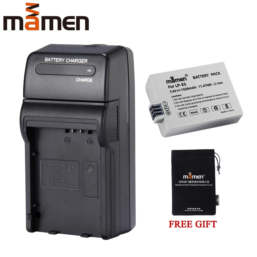 Mamen LPE5 LP-E5 LP E5 перезаряжаемый цифровой батарейный блок+ одно зарядное устройство для Canon Rebel XS T1i XSi 1000D 500D 450D Li-battery