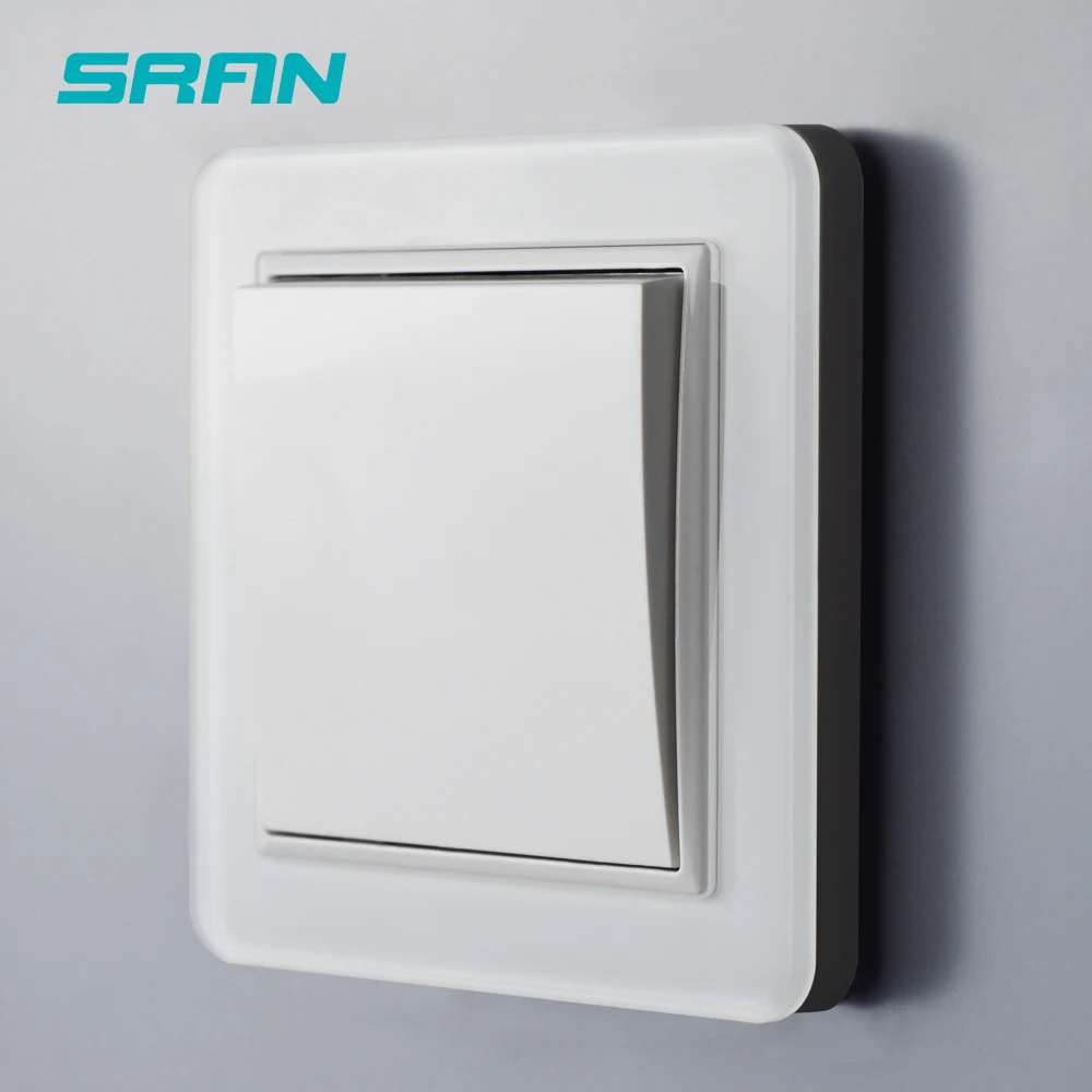 SRAN стандарт ЕС 3 банды 1way настенный выключатель света 2.5D изогнутая закаленная стеклянная панель для домашнего украшения использовать 83*83 мм