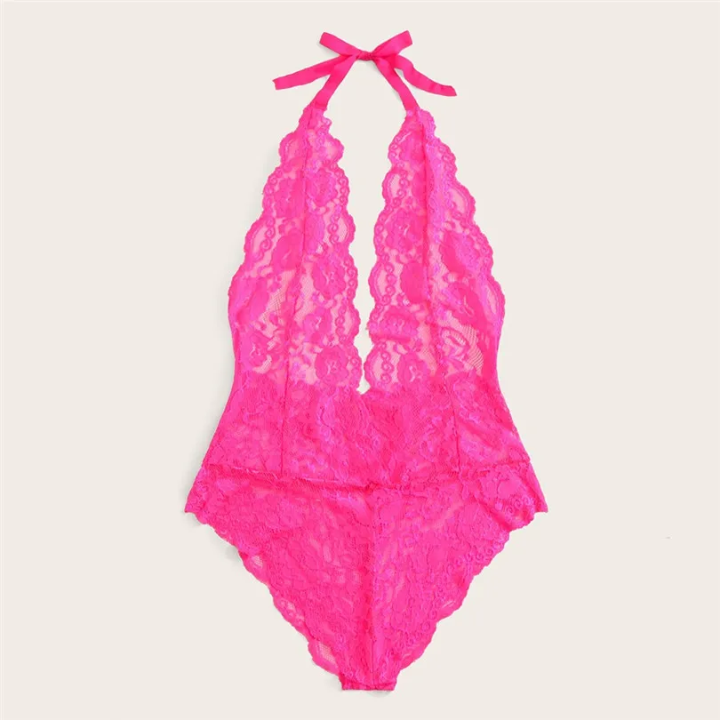 Lace Deep V-neck Jumpsuit Sexy Erotic Lingerie Romper Backless Bodysuit Sleepwear S-2XL Soutien Gorge Sexy Erotique 30OCT177