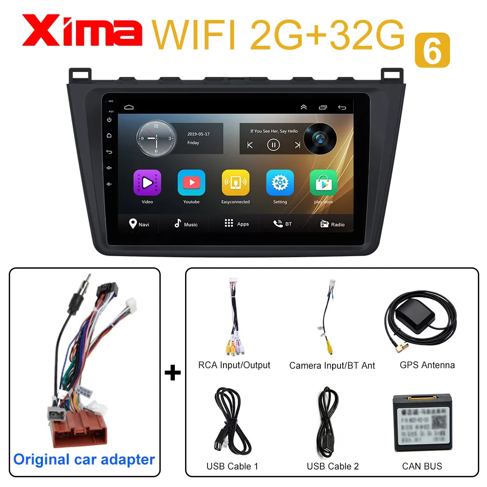 RAM 2G M6-1 2G+ 32G 2 din Android 9,0 Автомагнитола для Mazda 6 Rui wing 2008 2009 2010 2011 2012- Wifi радио аудио gps Мультимедиа Playe - Color: RAM 2G M6-1