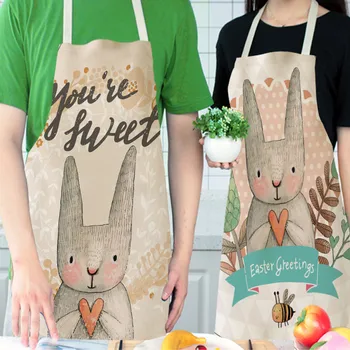 

Unisex Adult Easter Cartoon Rabbit Personality Apron Bar Restaurant Waiter Decoration Apron For Kitchen Baking Cooking Proof-oil