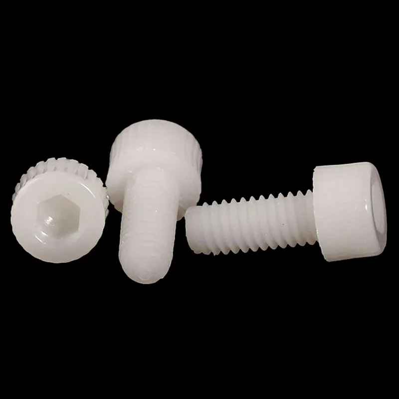 White Nylon Plastic Hex Socket Cap Head Screws M3 M4 M5 M6 M8 Allen Bolts 