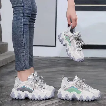 

2020 spring new genuine leather sneakers mesh Korean version breathable thick bottom casual wild running shoes for women ZP-230