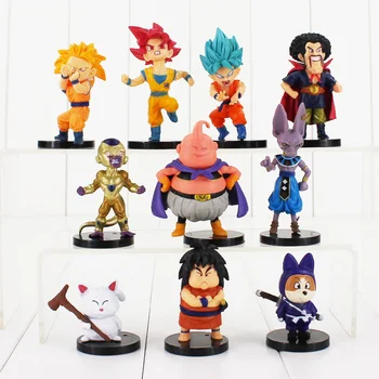 

10pcs/lot Dragon Ball Super Goku Buu Hercule Karin Frieza Beerus Action Figure Dragonball Anime Model Toys