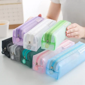 

Simple Transparent Mesh Pencil Case Office Student Pencil Cases Nylon Kalem Kutusu School Supplies Pen Box Student Gift
