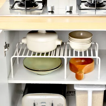 

Japanese-Style Wrought Iron Kitchen Storage Rack Household Cabinet Storage Rack Multi-Function Floor Expansion Bracket