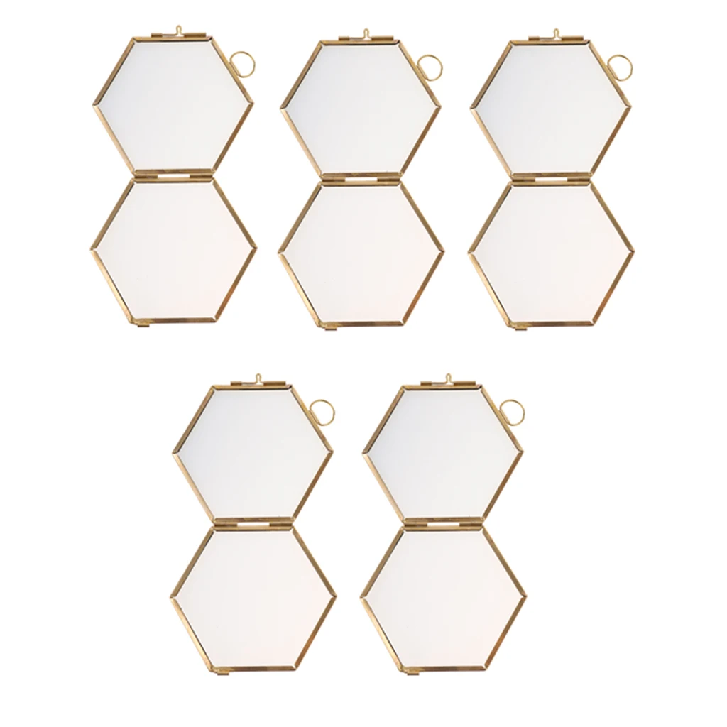 5 Pieces Photo Frame Wall Glass Shape Hexagon For Display Picture Painting Diary Embroidery Dry Flower Display