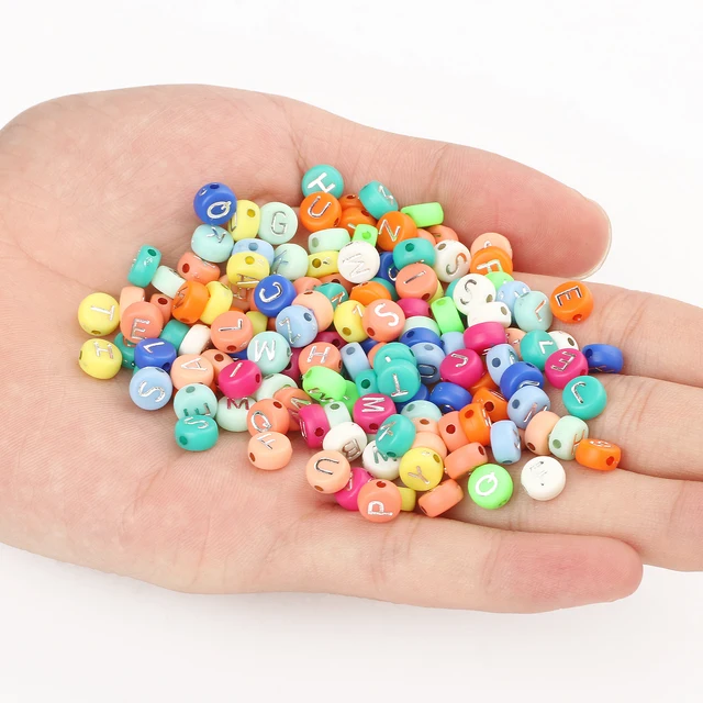 Mixed Letter Acrylic Beads Round Flat Alphabet Digital Cube Loose Spacer Beads For Jewelry Making Handmade Diy Bracelet Necklace Silver Colorful