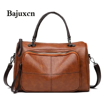 

Large-capacity Boston bag brand fashion ladies bag 2020 winter new luxury handbag solid color leather shoulder messenger bag