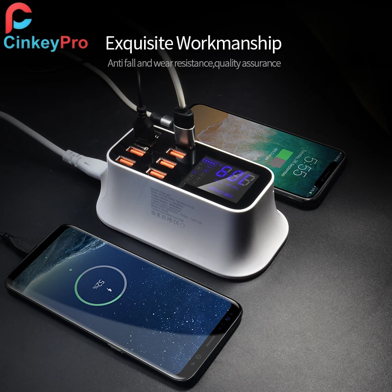 CinkeyPro 7 портов USB зарядное устройство Быстрая зарядка 3,0 светодиодный дисплей с тип-c для samsung iPhone iPad планшет быстрая зарядка Универсальный