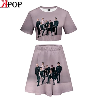 

za Pride SuperM Two Piece Sets Fashion Hipster Street Summer Navel Short Sleeve+Short Skirt Harajuku Bangtan Boys Casual Sets