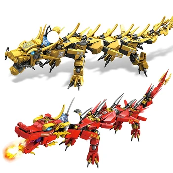 

Ninjagoed Red Golden Ninja Dragon Mech 2 in 1 Building Blocks Kit Bricks Classic Movie Model Kids Toys For Children Gift