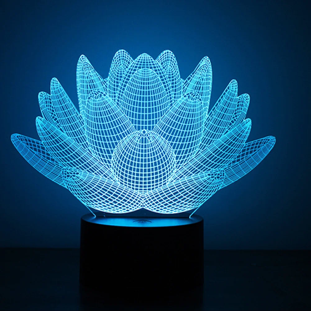 Creative Flowers Acrylic Night Light 3D LED Touch Switch Colorful Gradient Novelty Lighting Table Lamp