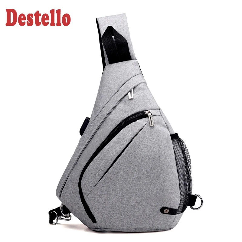 

Fashion Casual Style Single Shouder Strap Chest Pack Men Usb Chest Bag Shoulder Crossbody Bags Messenger Bags Handbags For 2020
