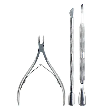 

3 Pcs Cutter Nipper Clip Cut Set Stainless Steel Nail Cuticle Pushers Spoon Nail Scissor Dead Skin Remover Tools For Women