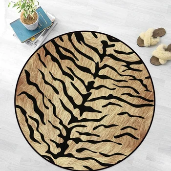 

Round Carpet Tiger Leather Stripes Pattern Tapis Floor Mat Chair Anti-slip Rug Soft Carpets For Living Room Bedroom Decor Carpet