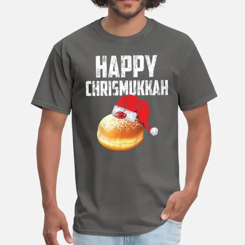 Happy Chrismukkah, Рождественская, Еврейская, Мужская футболка, для мужчин, для женщин, с круглым вырезом, для отдыха, Мужская футболка, размер Xxxl, 4xl, 5xl, уличная одежда, футболки, топы - Цвет: Men-Charcoal
