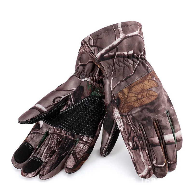 Военные тактические перчатки для мужчин, полный палец, Нескользящие, износостойкие, сенсорный экран, теплые флисовые перчатки, перчатки для альпинизма, верховой езды, пеших прогулок - Цвет: Tree Camouflage
