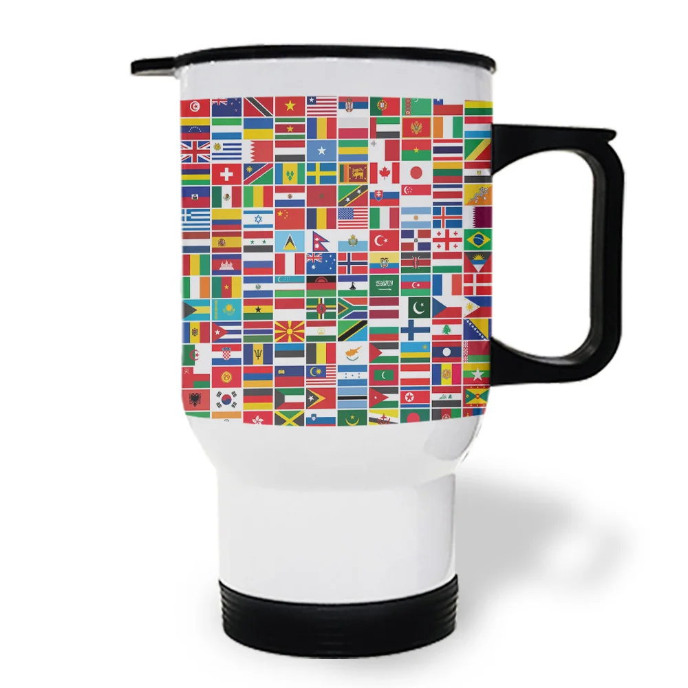 National Flag Travel Coffee Mug Spill Proof Mugs With Design Double Wall Insulated White Tr | Дом и сад