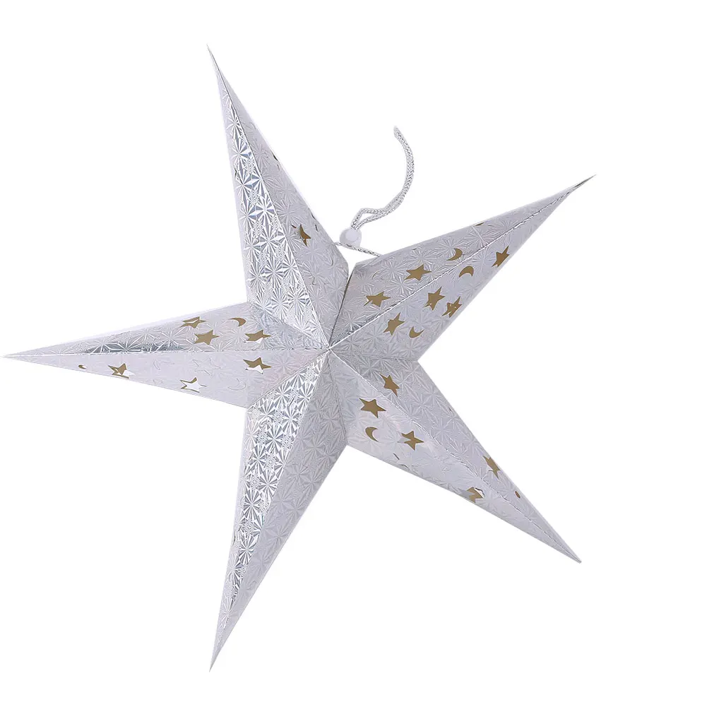 Лазерная бумага светлый оттенок вечерние пятиконечная звезда лампа фонарь Рождественский абажур