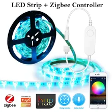 Smart Zigbee LED Strip 5M DC12V RGB CCT RGBCW Controller Light Works Smartthings Zigbee 3.0 Hue Alexa Echo Plus Google Assistant