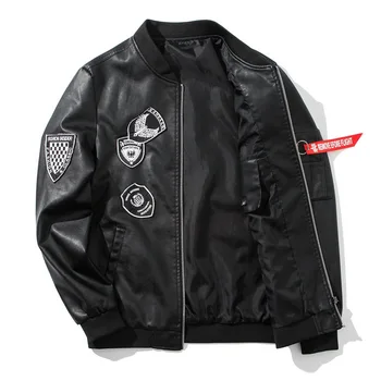 

European wind leather men's youth locomotive casual autumn and winter models Korean version of the handsome slim jacket tide