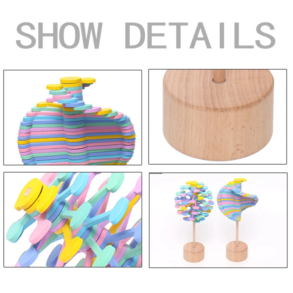 Lollipop Look Durable DIY Wooden Roll Kids Magic Spin Office Gift Fun Colorful Rotating Decompression Toy 1 Lollipop Look Durable DIY Wooden Roll Kids Magic Spin Office Gift Fun Colorful Rotating Decompression Toy 3