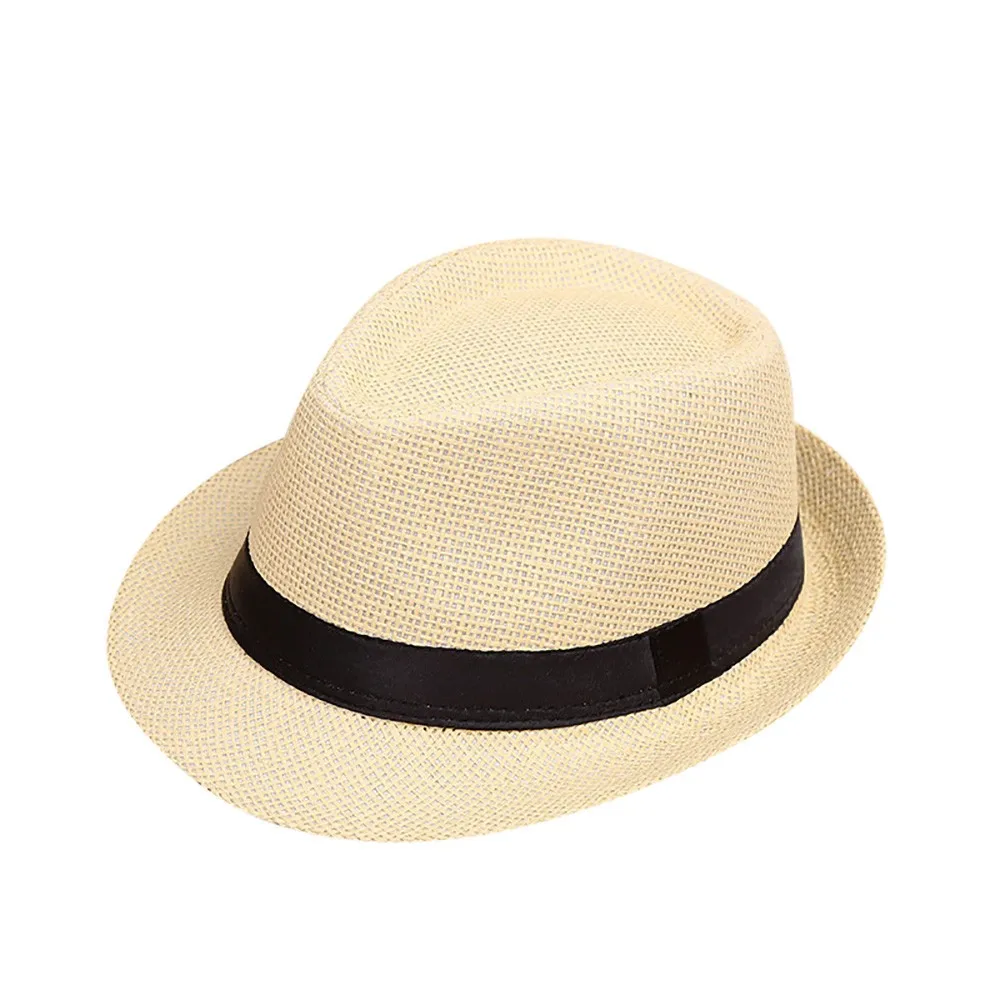 Новая детская летняя пляжная соломенная шляпа, джаз, Панама, Трилби, Федора, одноцветная шляпа, гангстер, милая Кепка для девочек и мальчиков, детская шапка, czapka - Цвет: E
