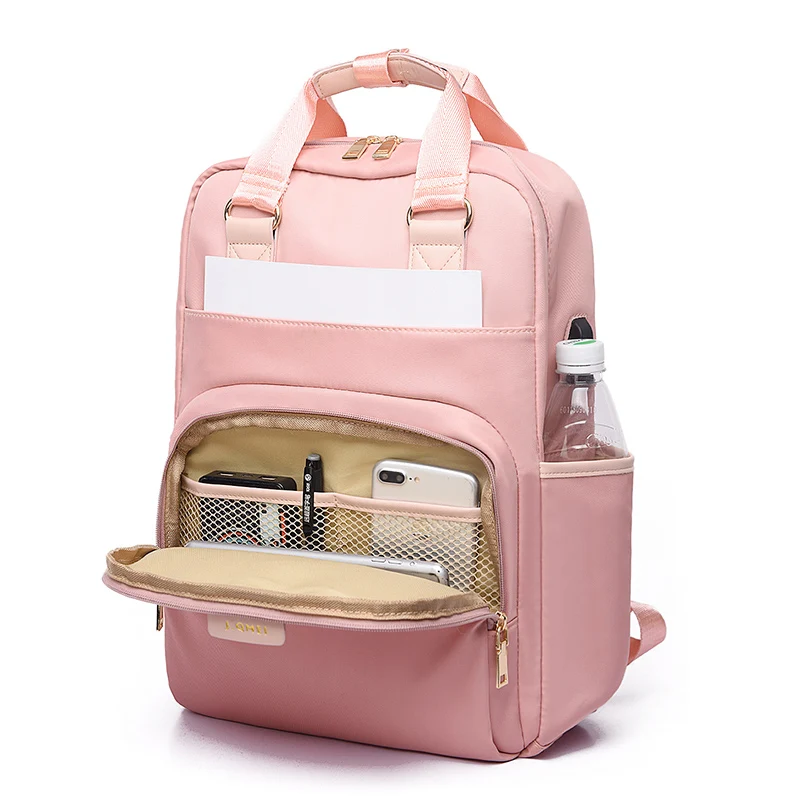 Водонепроницаемый 15,6 рюкзак для ноутбука Женский Стильный черный рюкзак женский модный большой рюкзак для ноутбука 13,3 14 15 дюймов розовый серый