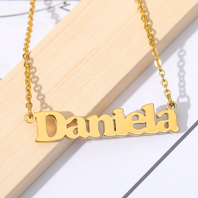

Customized Fashion Stainless Steel Name Necklace Custom Personalized Letter Gold Chain Choker Necklace Pendant Nameplate Gift