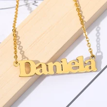 Customized Fashion Stainless Steel Name Necklace Custom Personalized Letter Gold Chain Choker Necklace Pendant Nameplate Gift
