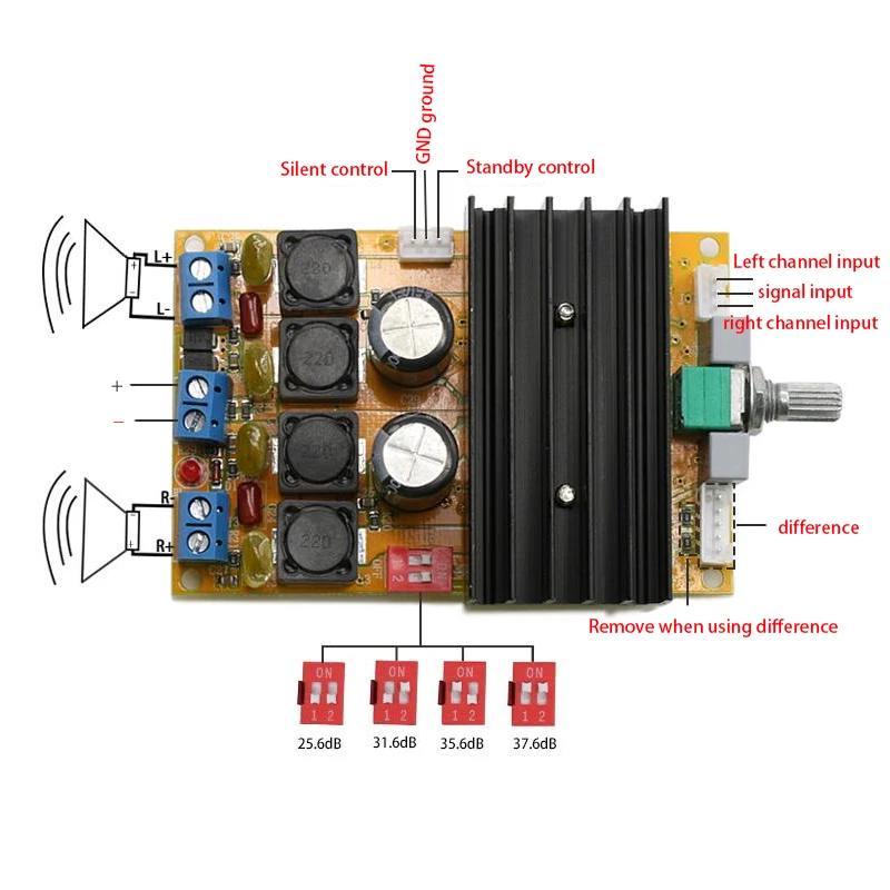KYYSLB DC12-32V 100 Вт* 2 TDA7498 усилитель класса D плата HIFI усилитель мини 2-канальный цифровой усилитель мощности плата 4-8 Ом