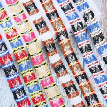 

2.3cm width plaid jacquard Lace ribbon Tassel Fringe Trimming ribbon Lace Fabric Stage skirt garments DIY Accessories IH50