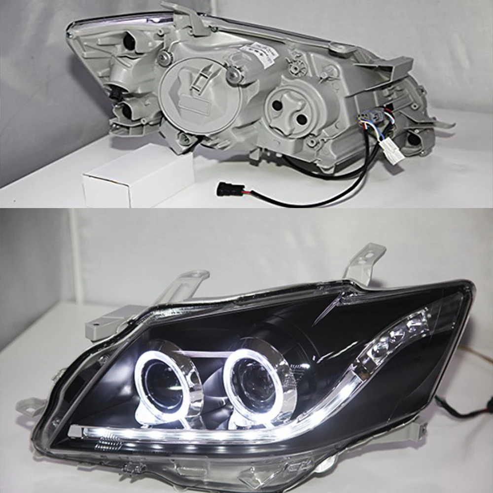 2 шт. светодиодный головной фонарь передняя фара в сборе 2009 2010 2011 год Camry Ангел глаз черный корпус