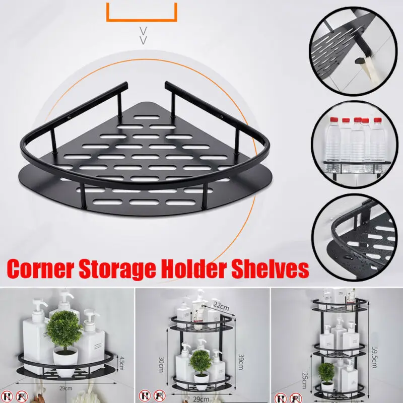 

For Shampoo Soap Cosmetic Basket Holder Hot Sale 2 Layer Bathroom Corner Shower Shelf Aluminum Triangular Rack Storage Organizer