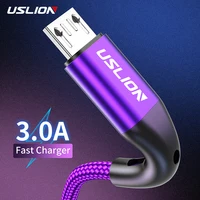 USLION-Cable Micro USB 3m 3A para móvil, Cable de carga rápida para Xiaomi Redmi HTC, Samsung y Android